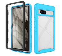 ESTH® Cover per Google Pixel 7a Custodia in Silicone a Antiurto 360° con Protezione dello Schermo, Rugged Doppia Bumper Trasparente Case Integrale Cover, Azzurro