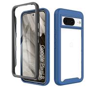 ESTH® Cover per Google Pixel 8 Custodia in Silicone a Antiurto 360° con Protezione dello Schermo, Rugged Doppia Bumper Trasparente Case Integrale Cover, Blu Scuro