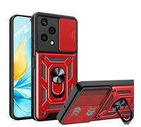 ESTH® Cover per Honor 200 Lite 5G con Custodia per Fotocamera Scorrevole e Supporto ad Anello [Custodia Paraurti Compatibile con Supporto Magnetico per Auto], Rosso