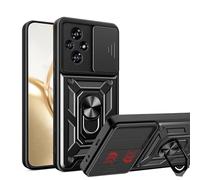 ESTH® Cover per Honor 200 Pro 5G con Custodia per Fotocamera Scorrevole e Supporto ad Anello [Custodia Paraurti Compatibile con Supporto Magnetico per Auto], Nero