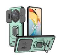 ESTH® Cover per Honor Magic6 Lite 5G/Honor X9b con Custodia per Fotocamera Scorrevole e Supporto ad Anello [Custodia Paraurti Compatibile con Supporto Magnetico per Auto], Verde