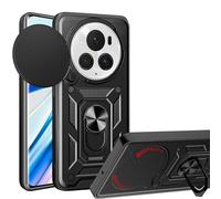 ESTH® Cover per Honor Magic6 Pro con Custodia per Fotocamera Scorrevole e Supporto ad Anello [Custodia Paraurti Compatibile con Supporto Magnetico per Auto], Nero