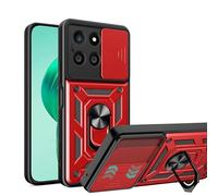 ESTH® Cover per Honor X8b 4G con Custodia per Fotocamera Scorrevole e Supporto ad Anello [Custodia Paraurti Compatibile con Supporto Magnetico per Auto], Rosso