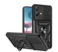 ESTH® Cover per Motorola Edge 40 Neo con Custodia per Fotocamera Scorrevole e Supporto ad Anello [Custodia Paraurti Compatibile con Supporto Magnetico per Auto], Nero