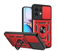 ESTH® Cover per Motorola Edge 40 Pro con Custodia per Fotocamera Scorrevole e Supporto ad Anello [Custodia Paraurti Compatibile con Supporto Magnetico per Auto], Rosso