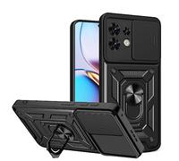 ESTH® Cover per Motorola Edge 40 Pro con Custodia per Fotocamera Scorrevole e Supporto ad Anello [Custodia Paraurti Compatibile con Supporto Magnetico per Auto], Nero