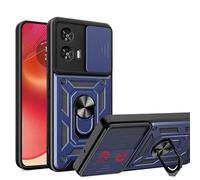 ESTH® Cover per Motorola Edge 50 Fusion 5G con Custodia per Fotocamera Scorrevole e Supporto ad Anello [Custodia Paraurti Compatibile con Supporto Magnetico per Auto], Blu