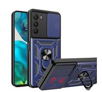 ESTH® Cover per Motorola Moto G42 con Custodia per Fotocamera Scorrevole e Supporto ad Anello [Custodia Paraurti Compatibile con Supporto Magnetico per Auto], Blu