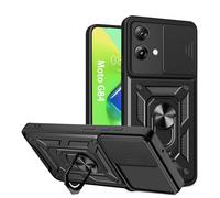 ESTH® Cover per Motorola Moto G84 5G con Custodia per Fotocamera Scorrevole e Supporto ad Anello [Custodia Paraurti Compatibile con Supporto Magnetico per Auto], Nero