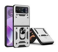 ESTH® Cover per Motorola Razr 40 con Custodia per Fotocamera Scorrevole e Supporto ad Anello [Custodia Paraurti Compatibile con Supporto Magnetico per Auto], Argento