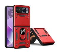 ESTH® Cover per Motorola Razr 40 con Custodia per Fotocamera Scorrevole e Supporto ad Anello [Custodia Paraurti Compatibile con Supporto Magnetico per Auto], Rosso