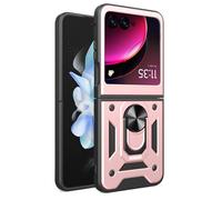 ESTH® Cover per Motorola Razr 40 Ultra con Custodia per Fotocamera Scorrevole e Supporto ad Anello [Custodia Paraurti Compatibile con Supporto Magnetico per Auto], Oro rosa