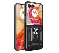 ESTH® Cover per Motorola Razr 50 Ultra con Custodia per Fotocamera Scorrevole e Supporto ad Anello [Custodia Paraurti Compatibile con Supporto Magnetico per Auto], Nero