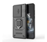 ESTH® Cover per OnePlus 12 5G con Custodia per Fotocamera Scorrevole e Supporto ad Anello [Custodia Paraurti Compatibile con Supporto Magnetico per Auto], Nero