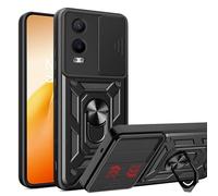 ESTH® Cover per OnePlus Nord CE4 Lite 5G con Custodia per Fotocamera Scorrevole e Supporto ad Anello [Custodia Paraurti Compatibile con Supporto Magnetico per Auto], Nero