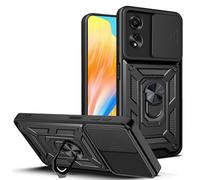 ESTH® Cover per Oppo A38 4G con Custodia per Fotocamera Scorrevole e Supporto ad Anello [Custodia Paraurti Compatibile con Supporto Magnetico per Auto], Nero
