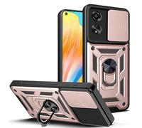 ESTH® Cover per Oppo A78 4G con Custodia per Fotocamera Scorrevole e Supporto ad Anello [Custodia Paraurti Compatibile con Supporto Magnetico per Auto], Oro rosa