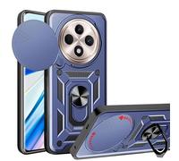 ESTH® Cover per Oppo Reno12 F (4G/5G) / Reno12 FS con Custodia per Fotocamera Scorrevole e Supporto ad Anello [Custodia Paraurti Compatibile con Supporto Magnetico per Auto], Blu