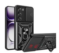 ESTH® Cover per Oppo Reno12 Pro 5G con Custodia per Fotocamera Scorrevole e Supporto ad Anello [Custodia Paraurti Compatibile con Supporto Magnetico per Auto], Nero