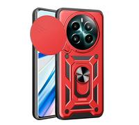 ESTH® Cover per Realme 12 Plus 5G con Custodia per Fotocamera Scorrevole e Supporto ad Anello [Custodia Paraurti Compatibile con Supporto Magnetico per Auto], Rosso