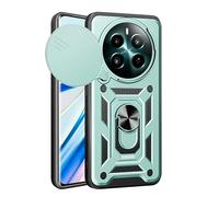 ESTH® Cover per Realme 12 Plus 5G con Custodia per Fotocamera Scorrevole e Supporto ad Anello [Custodia Paraurti Compatibile con Supporto Magnetico per Auto], Verde