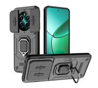 ESTH® Cover per Realme 12 Plus 5G con Custodia per Fotocamera Scorrevole e Supporto ad Anello [Custodia Paraurti Compatibile con Supporto Magnetico per Auto], Nero