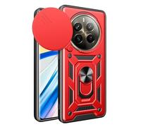 ESTH® Cover per Realme 12 Pro 5G/Realme 12 Pro Plus con Custodia per Fotocamera Scorrevole e Supporto ad Anello [Custodia Paraurti Compatibile con Supporto Magnetico per Auto], Rosso