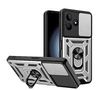 ESTH® Cover per Realme C53 4G/Narzo N53 4G con Custodia per Fotocamera Scorrevole e Supporto ad Anello [Custodia Paraurti Compatibile con Supporto Magnetico per Auto], Argento