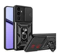 ESTH® Cover per Realme C65 con Custodia per Fotocamera Scorrevole e Supporto ad Anello [Custodia Paraurti Compatibile con Supporto Magnetico per Auto], Nero