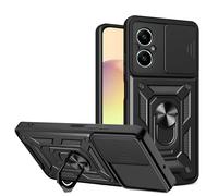 ESTH® Cover per Realme C67 4G/Realme 12 Lite con Custodia per Fotocamera Scorrevole e Supporto ad Anello [Custodia Paraurti Compatibile con Supporto Magnetico per Auto], Nero