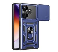 ESTH® Cover per Realme GT 6 5G/Realme GT 6T 5G con Custodia per Fotocamera Scorrevole e Supporto ad Anello [Custodia Paraurti Compatibile con Supporto Magnetico per Auto], Blu