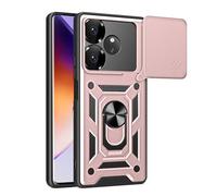 ESTH® Cover per Realme GT 6 5G/Realme GT 6T 5G con Custodia per Fotocamera Scorrevole e Supporto ad Anello [Custodia Paraurti Compatibile con Supporto Magnetico per Auto], Oro rosa