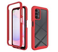 ESTH® Cover per Samsung Galaxy A13 4G Custodia in Silicone a Antiurto 360°, Rugged Doppia Bumper Trasparente Case Integrale Cover per Samsung Galaxy A13 4G, Rosso