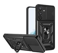 ESTH® Cover per Samsung Galaxy S24 Plus con Custodia per Fotocamera Scorrevole e Supporto ad Anello [Custodia Paraurti Compatibile con Supporto Magnetico per Auto], Nero