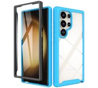 ESTH® Cover per Samsung Galaxy S24 Ultra Custodia in Silicone a Antiurto 360° con Protezione dello Schermo, Rugged Doppia Bumper Trasparente Case Integrale Cover, Azzurro