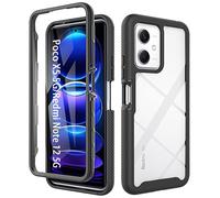 ESTH® Cover per Xiaomi Poco X5 5G/Redmi Note 12 5G Custodia in Silicone a Antiurto 360° con Protezione dello Schermo, Rugged Doppia Bumper Trasparente Case Integrale Cover, Nero