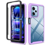 ESTH® Cover per Xiaomi Poco X5 Pro 5G/Redmi Note 12 Pro 5G Custodia in Silicone a Antiurto 360° con Protezione dello Schermo, Rugged Doppia Bumper Trasparente Case Integrale Cover, Viola chiaro
