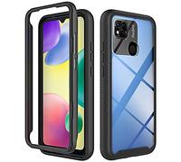 ESTH® Cover per Xiaomi Redmi 10A 4G/Redmi 9C Custodia in Silicone a Antiurto 360°, Rugged Doppia Bumper Trasparente Case Integrale Cover per Xiaomi Redmi 10A 4G/Redmi 9C, Nero