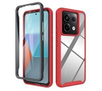ESTH® Cover per Xiaomi Redmi Note 13 Pro 5G/Xiaomi Poco X6 5G Custodia in Silicone a Antiurto 360° con Protezione dello Schermo, Rugged Doppia Bumper Trasparente Case Integrale Cover, Rosso