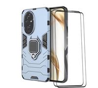 ESTH® Custodia per Honor 200 5G con 2 Pezzi Pellicola Protettiva, 360° Rotante Staffa [Compatibile con Supporto Magnetico per Auto], Cover Paraurti PC+TPU, Blu