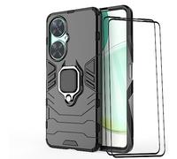 ESTH® Custodia per Huawei nova 11i con 2 Pezzi Pellicola Protettiva, 360° Rotante Staffa [Compatibile con Supporto Magnetico per Auto], Cover Paraurti PC+TPU, Nero