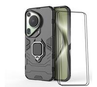 ESTH® Custodia per Huawei Pura 70 Ultra con 2 Pezzi Pellicola Protettiva, 360° Rotante Staffa [Compatibile con Supporto Magnetico per Auto], Cover Paraurti PC+TPU, Nero