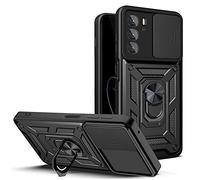 ESTH® Custodia per Motorola Edge 30 Pro con Custodia per Fotocamera Scorrevole e Supporto ad Anello [Cover Paraurti Compatibile con Supporto Magnetico per Auto], Nero