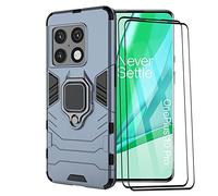 ESTH® Custodia per OnePlus 10 Pro con 2 Pezzi Pellicola Protettiva, 360° Rotante Staffa [Compatibile con Supporto Magnetico per Auto], Cover Paraurti PC+TPU, Blu