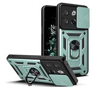 ESTH® Custodia per OnePlus 10T con Custodia per Fotocamera Scorrevole e Supporto ad Anello [Cover Paraurti Compatibile con Supporto Magnetico per Auto], Verde
