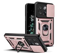 ESTH® Custodia per OnePlus 10T con Custodia per Fotocamera Scorrevole e Supporto ad Anello [Cover Paraurti Compatibile con Supporto Magnetico per Auto], Oro rosa