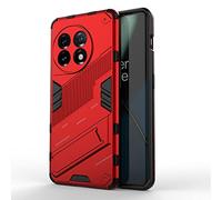 ESTH® Custodia per OnePlus 11 5G con Supporto [Compatibile con Supporto Magnetico per Auto] Cover Paraurti PC + TPU, Rosso