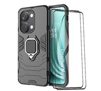 ESTH® Custodia per OnePlus Nord 3 con 2 Pezzi Pellicola Protettiva, 360° Rotante Staffa [Compatibile con Supporto Magnetico per Auto], Cover Paraurti PC+TPU, Nero