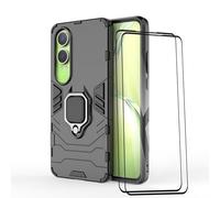 ESTH® Custodia per OnePlus Nord CE4 Lite 5G con 2 Pezzi Pellicola Protettiva, 360° Rotante Staffa [Compatibile con Supporto Magnetico per Auto], Cover Paraurti PC+TPU, Nero