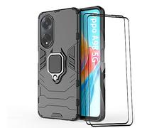 ESTH® Custodia per Oppo A98 5G con 2 Pezzi Pellicola Protettiva, 360° Rotante Staffa [Compatibile con Supporto Magnetico per Auto], Cover Paraurti PC+TPU, Nero